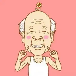 俩手指放在脸腮旁边的老婆婆头像