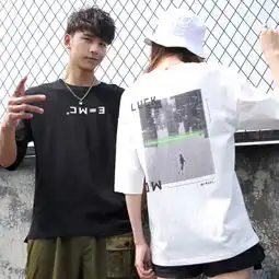 嘻哈工装潮牌t恤大码男装印花ins情侣装短袖男ka1119