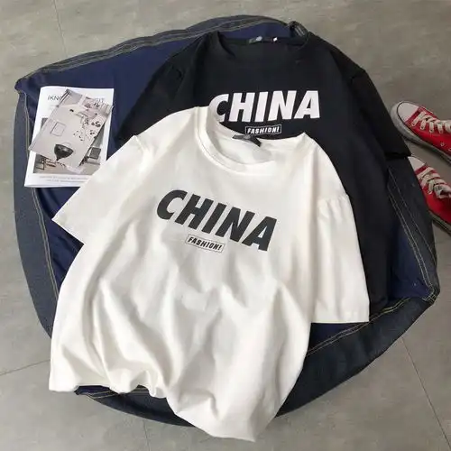 港风ins潮牌情侣装短袖男士t恤白色纯棉潮流宽松帅气百搭半袖t丅