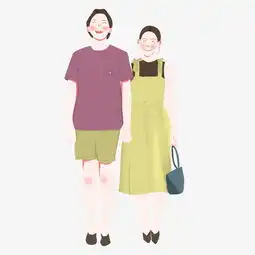 七夕情人节时尚情侣微笑手牵手卡通手绘小清新图图片素材其他格式下载动漫人物大全