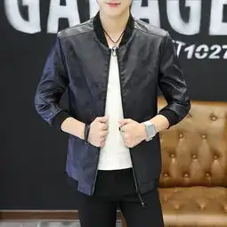 迷彩pu皮衣外套男士潮韩版运动夹克男装秋薄款休闲衣服图片大全邮乐官方网站