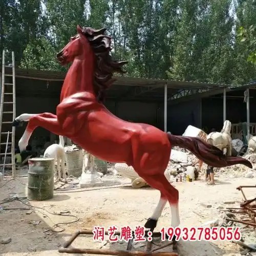 玻璃钢将军马雕塑海口玻璃钢雕塑马图片润艺雕塑