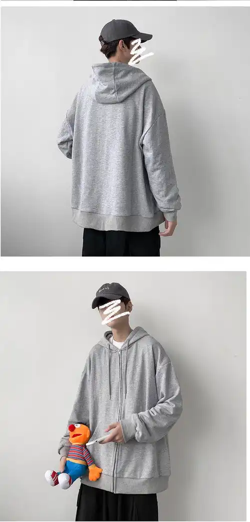 开衫连帽卫衣男chic港风情侣春秋款外套ins潮牌痞帅宽松炸街上衣