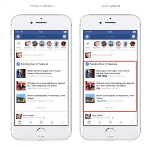 出海快讯facebook将发布者头像添加到热门新闻和搜索部分