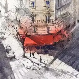 钢笔水彩建筑作品欣赏景物随意勾勒