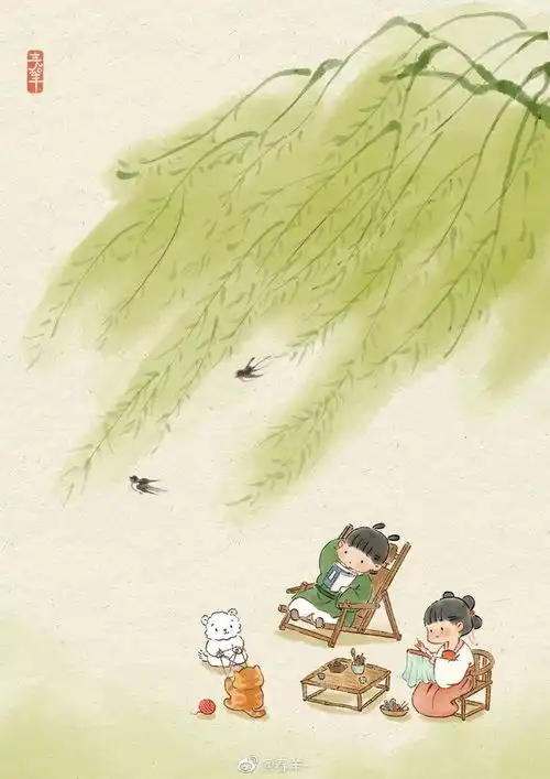 多名画手自荐我愿为教材画插图水墨画国风卡通太美了