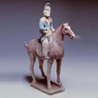 唐彩绘骑马俑