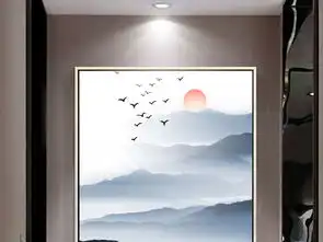 远山意境新中式禅意山水玄关装饰画图片素材效果图下载动物花鸟玄关大全中式玄关编号18707575