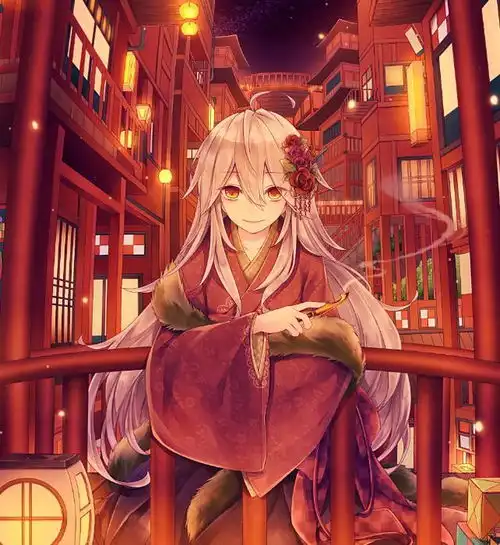 花季少女二次元和风美图,打扮华丽的长发少女,动感迷人讨人喜