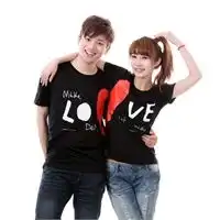 楼尚楼韩版1love拼心纯棉圆领短袖情侣装ybyl6417特价促销最新款时尚恩爱怎么样,好不好