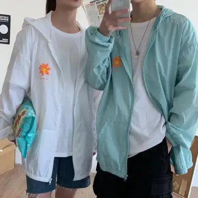 港风夏季情侣防晒衣服韩版潮流宽松印花外套dxxa21p35