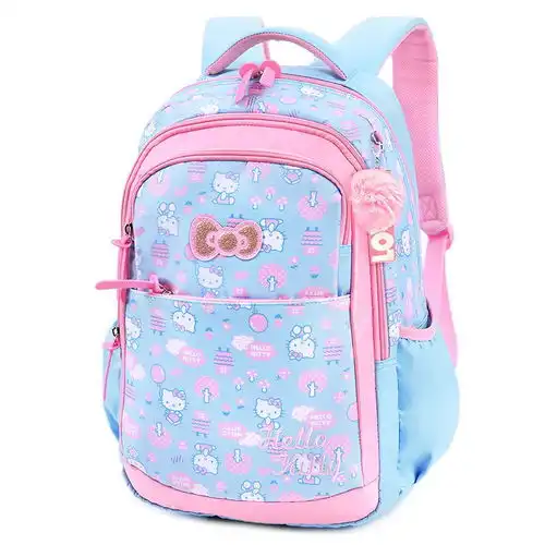原价138现价124.20凯蒂猫hellokitty小学生书包女孩儿童书包36年级校园学院风初中生双肩背包db96235c蓝色