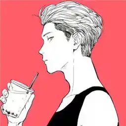 红底喝汽水的男生头像情侣头像