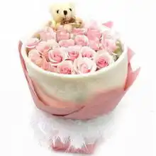 传递爱粉玫瑰小熊鲜花速递合肥芜湖花店铜陵阜阳滁州生日送花