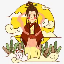 矢量扁平风中秋嫦娥玉兔卡通手绘图片素材其他格式下载动漫人物大全