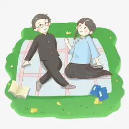 手绘卡通民国风男女学生郊外免抠png素材图片素材其他格式下载动漫人物大全