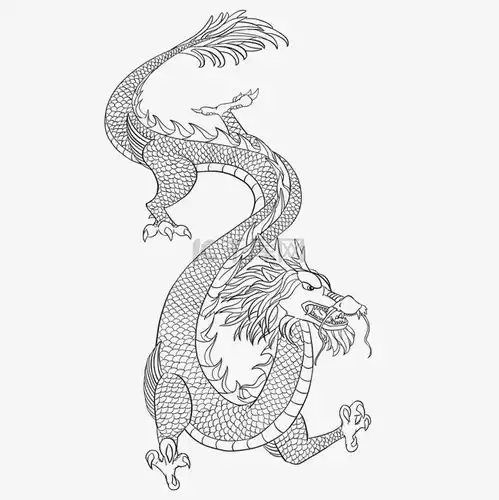 龙纹线条画素材图片免费下载千库网