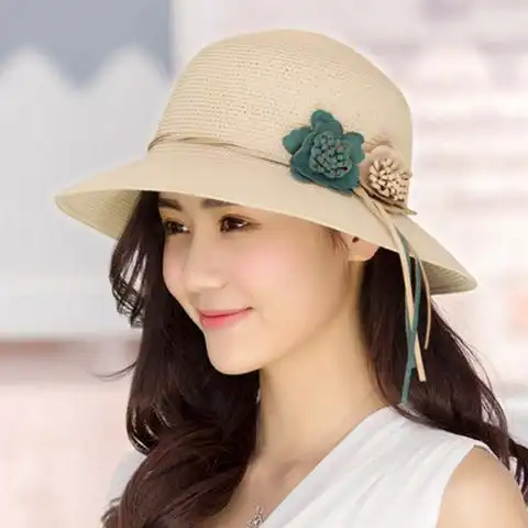 草帽女夏天韩版沙滩帽海边太阳帽防晒女士出游遮阳帽防紫外线百搭