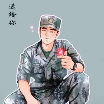 手绘军人头像送给爱国的男儿们朋友们了