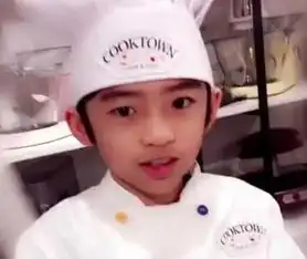 两个儿子穿上厨师服后和老爸谢霆锋一样帅气