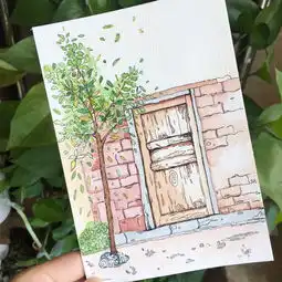 水彩钢笔淡彩