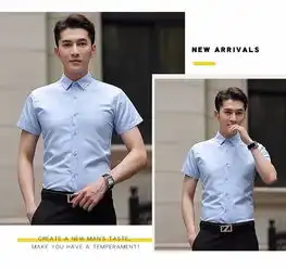 修身免烫商务正装职业工装休闲纯色衬衣男寸衫夏季男士短袖白衬衫亨镇