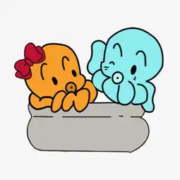 海洋背景章鱼墨鱼章鱼情侣卡通可爱图片素材其他格式下载动漫人物大全