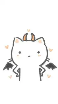 卡通插画白色猫恶魔角苹果手机高清壁纸1080x1920爱思助手
