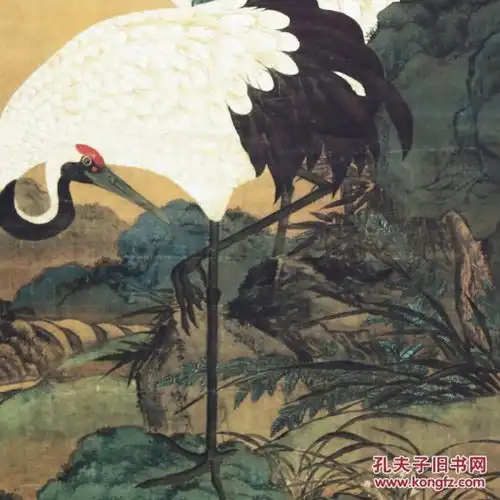 松鹤延年童垲绢布中堂画国画花鸟风景山水人物