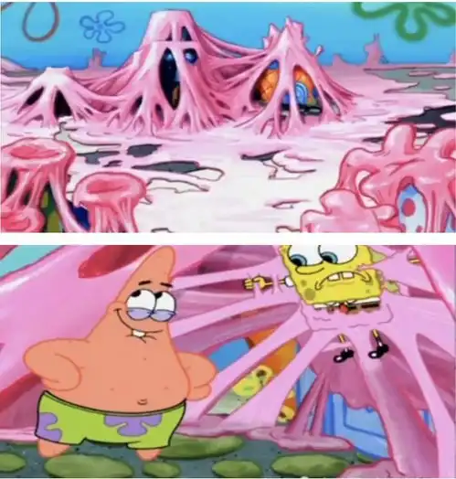 海绵宝宝派大星终于做好事了,拯救了整个比奇堡,自己却变得辣眼睛