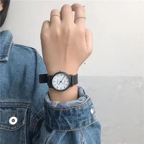 手表男女ins中学生初中韩版简约潮流时尚学院风黑白运动情侣一对