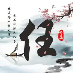 水墨中国风,12款姓氏头像送给你,落花无情人有情