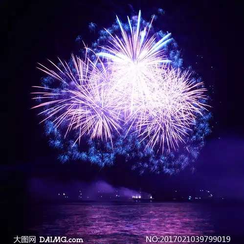 照亮了城市夜空的烟花摄影高清图片