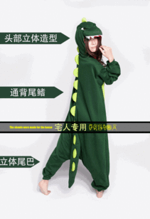 秋冬珊瑚绒如厕版家居服爱情侣公寓卡通恐龙连体睡衣价格厂家图片