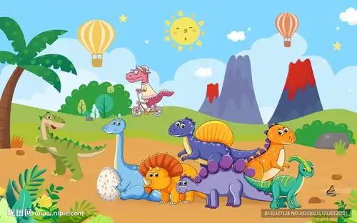 卡通恐龙儿童房背景图片设计图psd分层素材psd分层素材