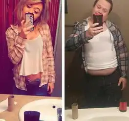 男子模仿女儿自拍走红明星男扮女装风格迥异