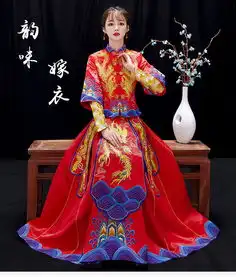 秀禾服新娘2018新款情侣结婚中式婚纱礼服敬酒服