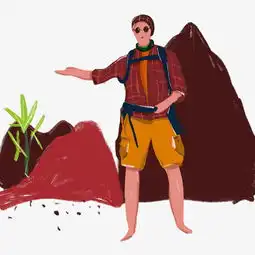 旅行男生景点拍照手绘插画图片素材其他格式下载动漫人物大全