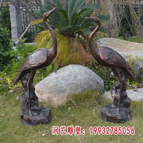 青铜乌龟仙鹤铜雕张家界黄铜仙鹤雕塑图片润艺雕塑