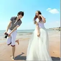 找一对qq情侣头像在海边女的穿着婚纱男的抱着她,好人一生平安,